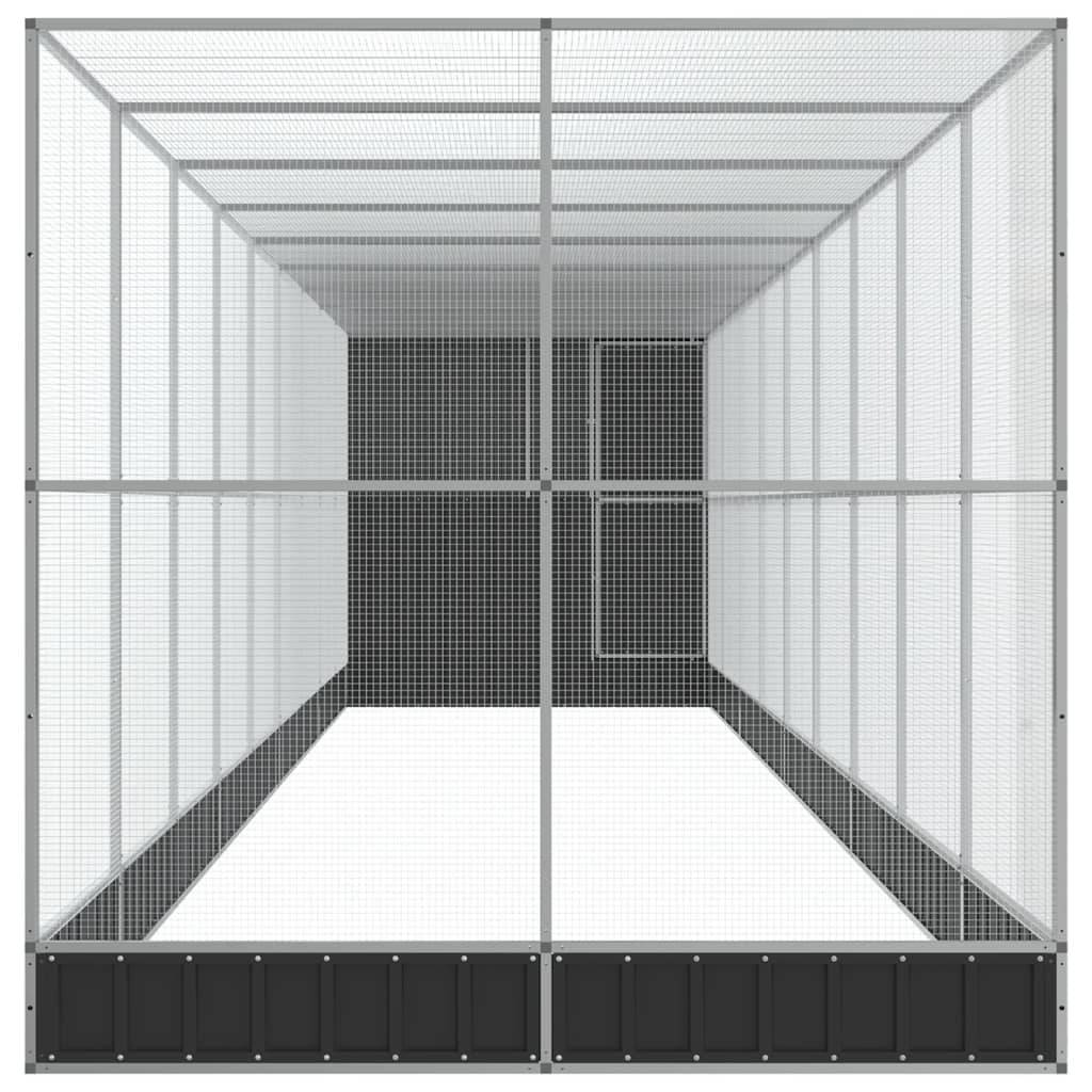 vidaXL Voliere mit Erweiterung Silbern 1037x203x216 cm Stahl