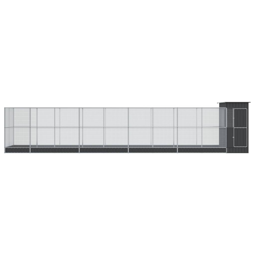 vidaXL Voliere mit Erweiterung Silbern 1037x203x216 cm Stahl