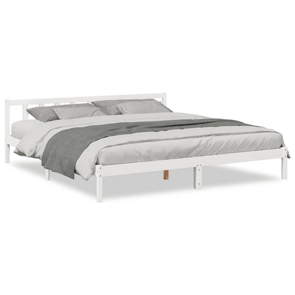 vidaXL Massivholzbett Extra Lang ohne Matratze Weiß 180x220 Kieferholz