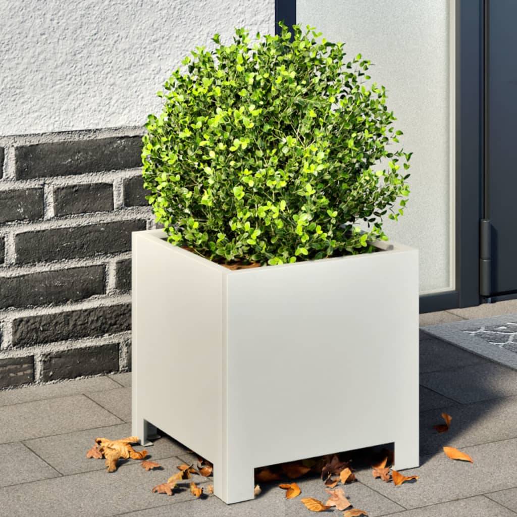 vidaXL Pflanzkübel Weiß 30x30x30 Stahl