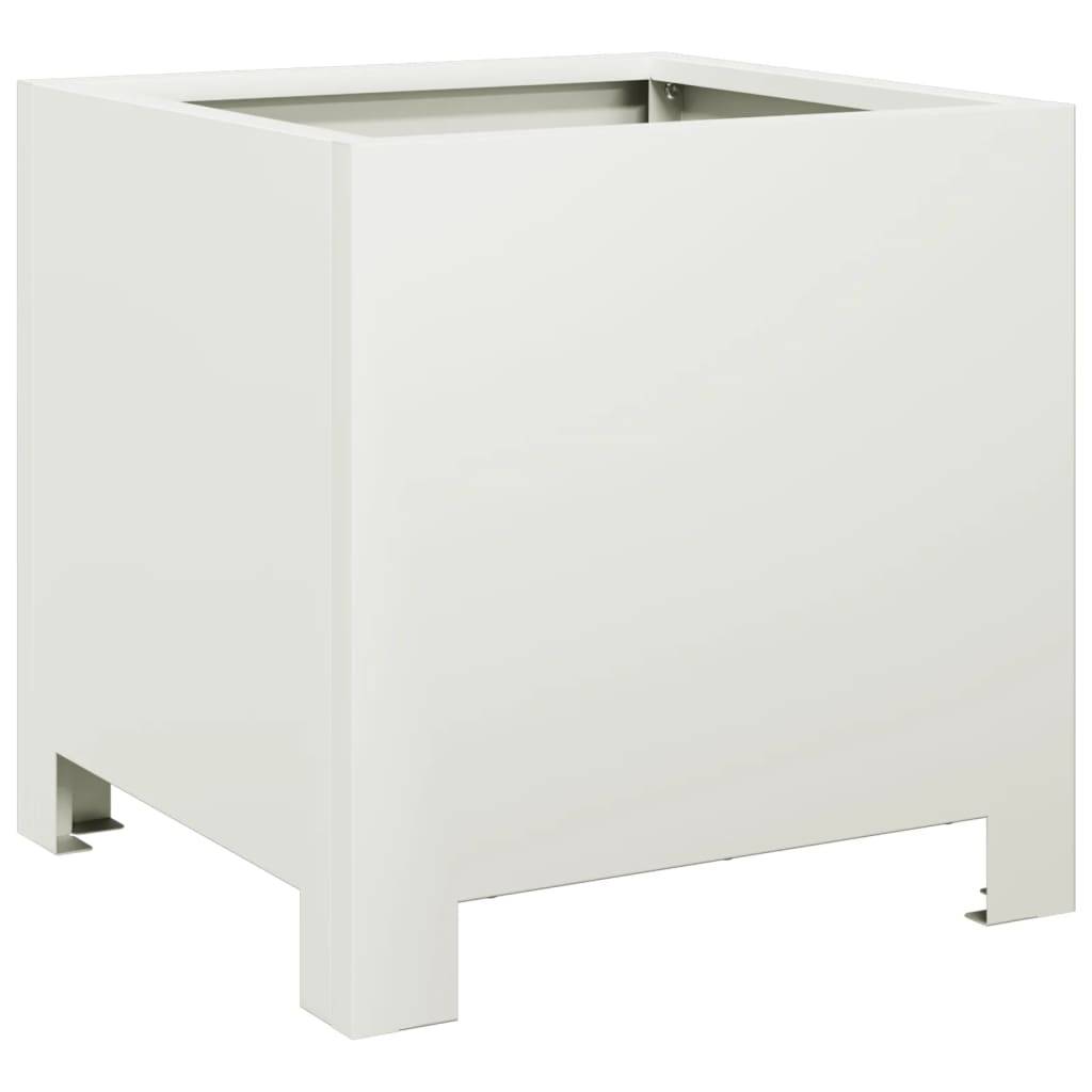 vidaXL Pflanzkübel Weiß 30x30x30 Stahl