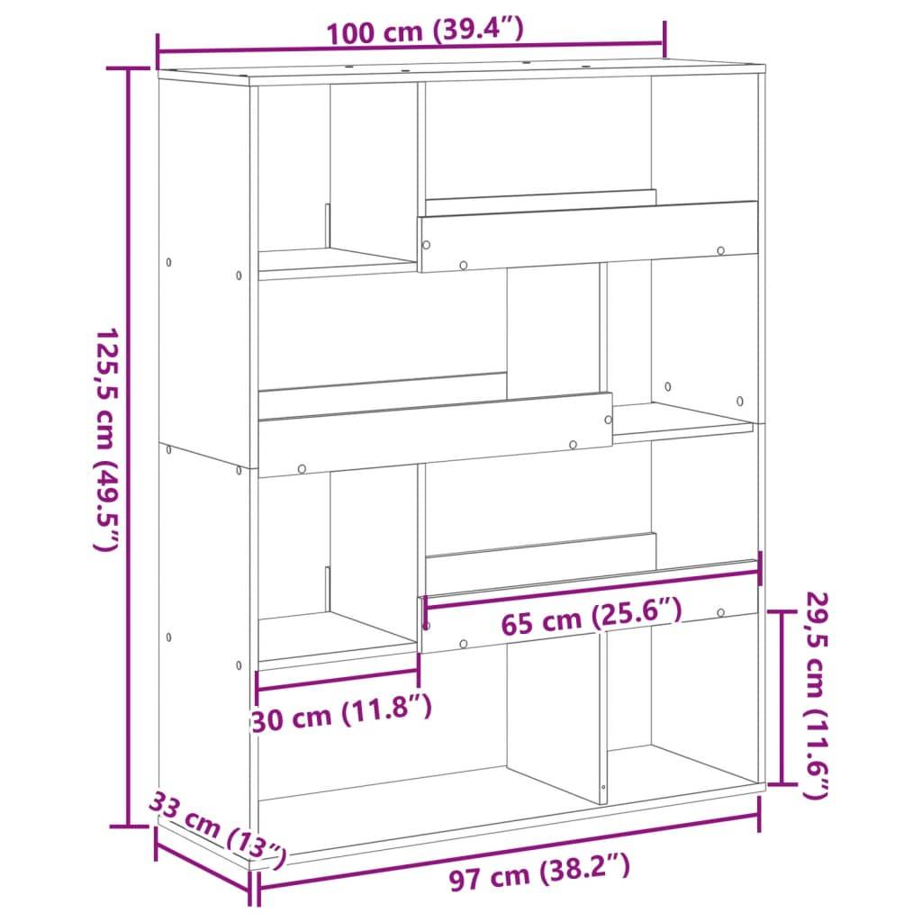vidaXL Raumteiler Weiß 100x33x125,5 cm Holzwerkstoff