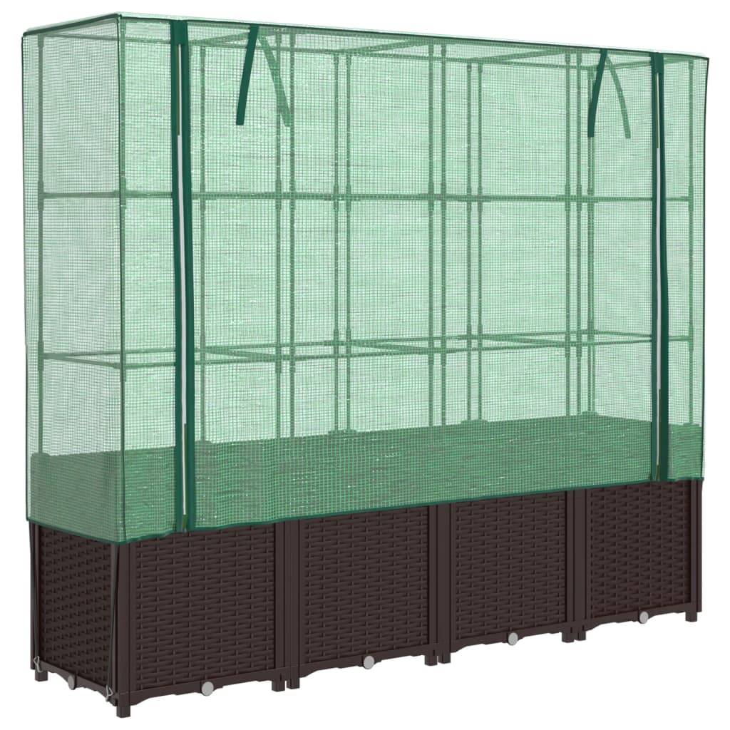 vidaXL Hochbeet mit Gewächshaus-Aufsatz Rattan-Optik 160x40x153 cm