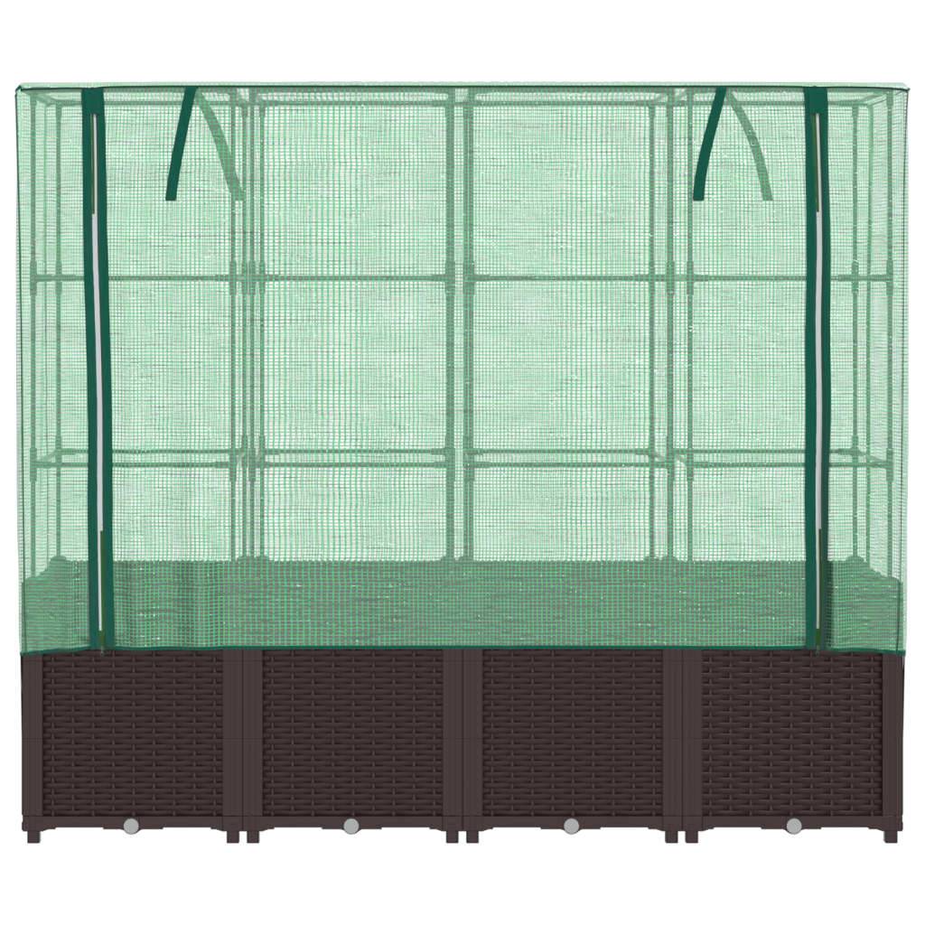 vidaXL Hochbeet mit Gewächshaus-Aufsatz Rattan-Optik 160x40x153 cm