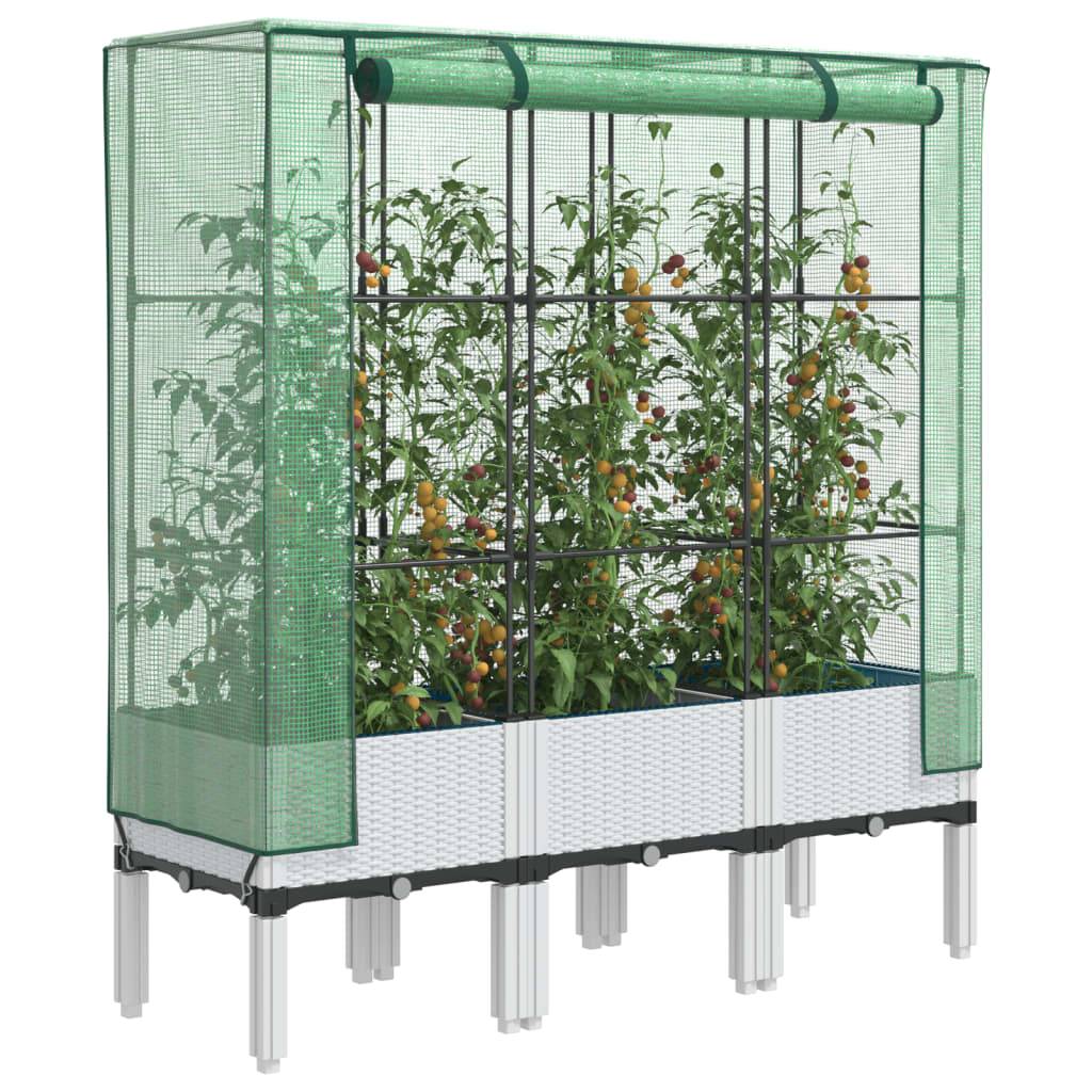 vidaXL Hochbeet mit Gewächshaus-Aufsatz Rattan-Optik 120x40x140 cm