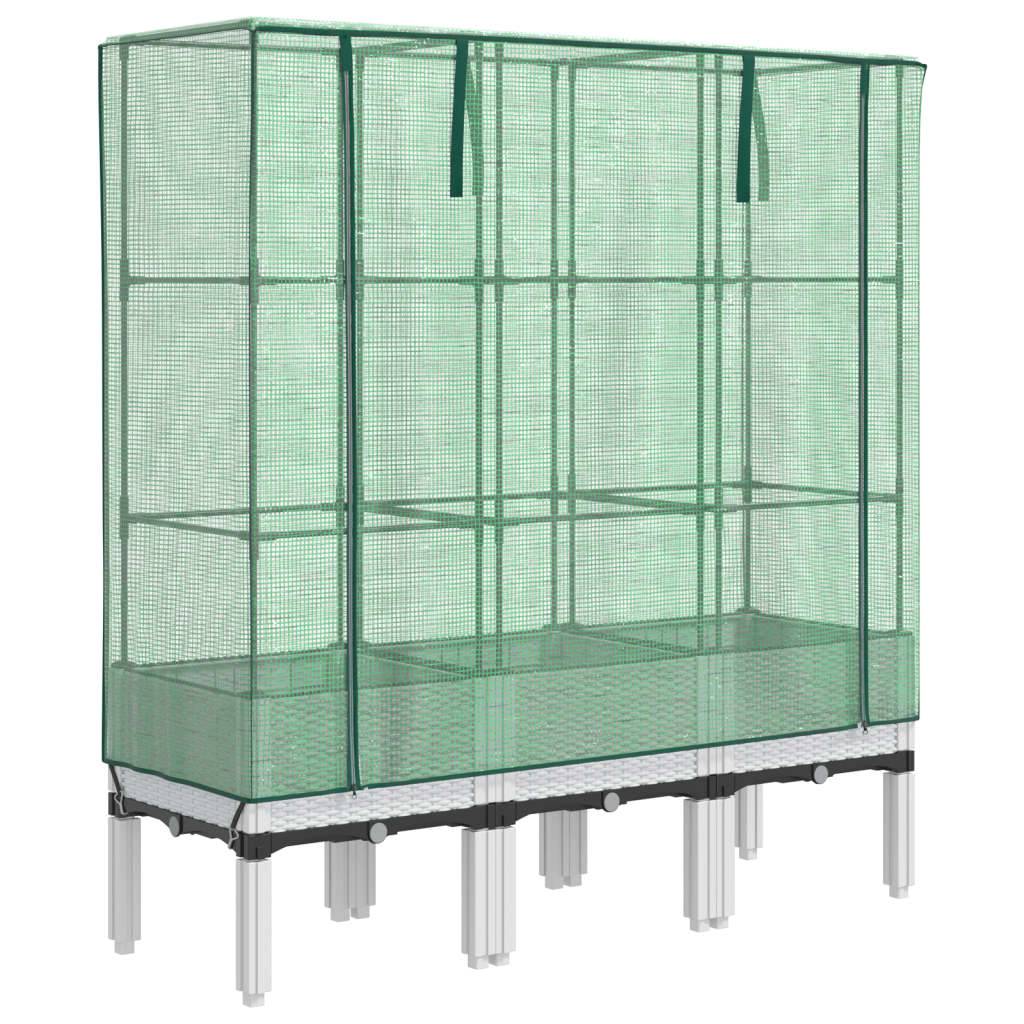 vidaXL Hochbeet mit Gewächshaus-Aufsatz Rattan-Optik 120x40x140 cm