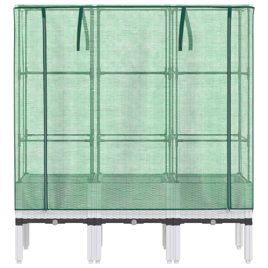 vidaXL Hochbeet mit Gewächshaus-Aufsatz Rattan-Optik 120x40x140 cm