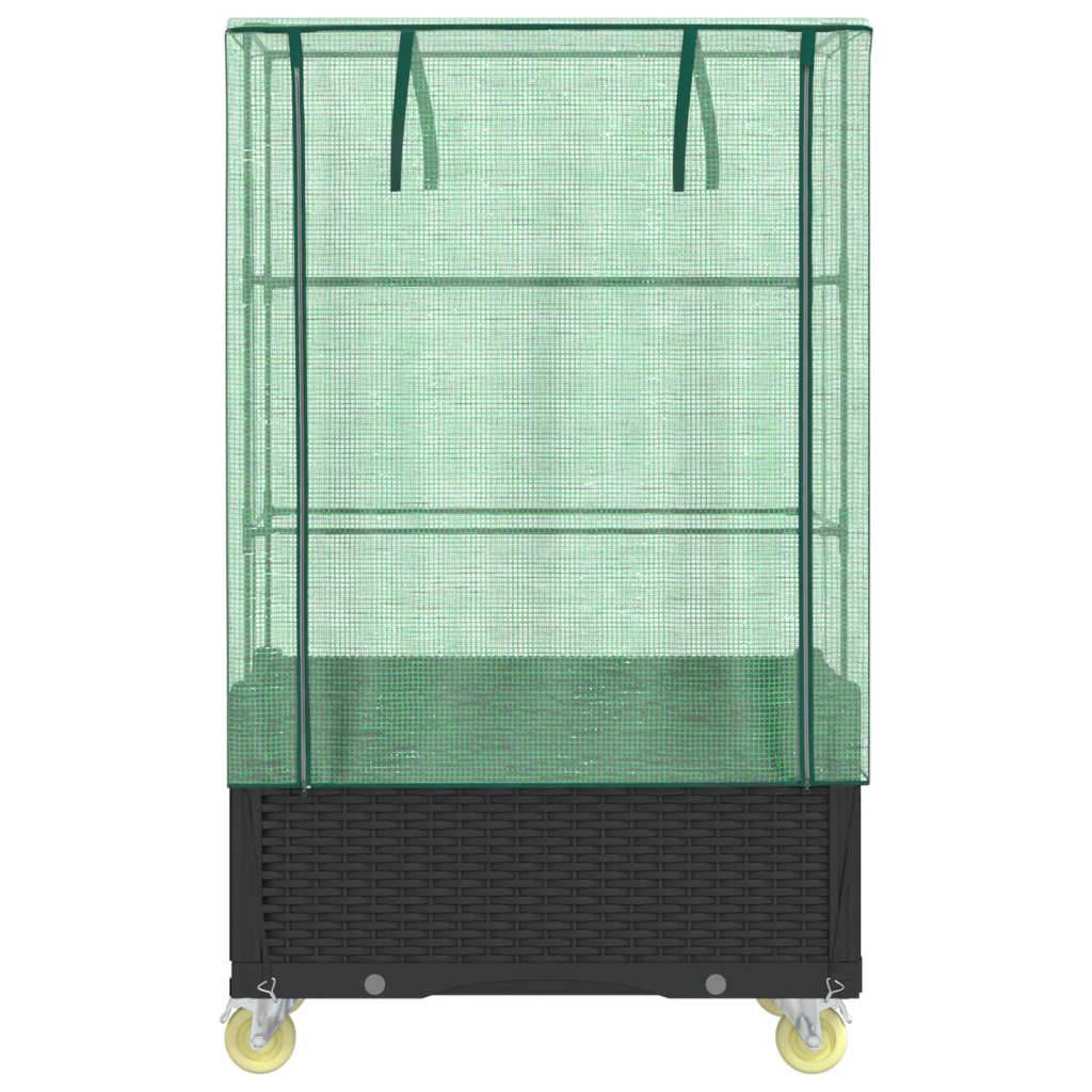 vidaXL Hochbeet mit Aufsatz und Rollen Rattan-Optik 80x50x182 cm