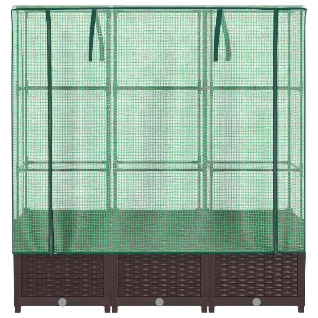 vidaXL Hochbeet mit Gewächshaus-Aufsatz Rattan-Optik 120x40x138 cm