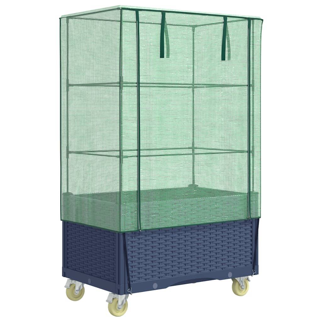 vidaXL Hochbeet mit Aufsatz und Rollen Rattan-Optik 80x50x182 cm