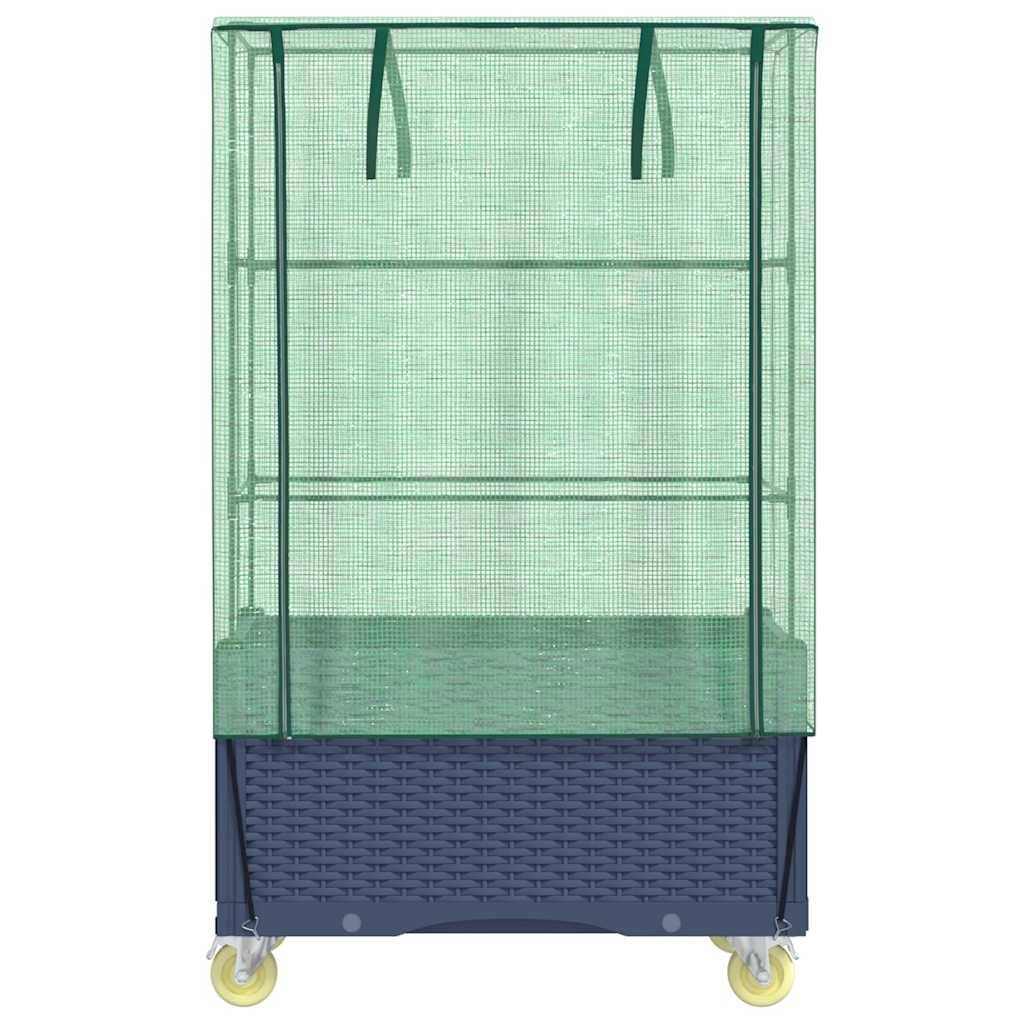 vidaXL Hochbeet mit Aufsatz und Rollen Rattan-Optik 80x50x182 cm