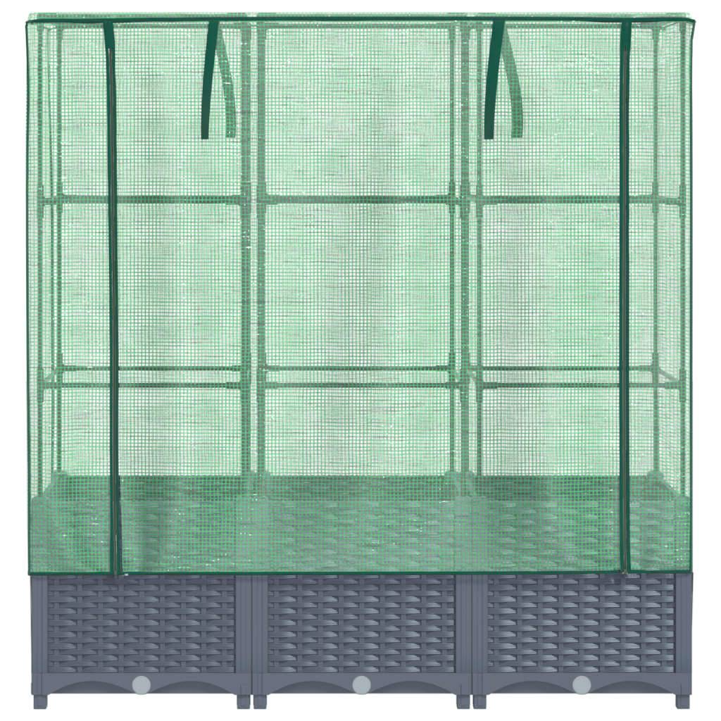 vidaXL Hochbeet mit Gewächshaus-Aufsatz Rattan-Optik 120x40x138 cm