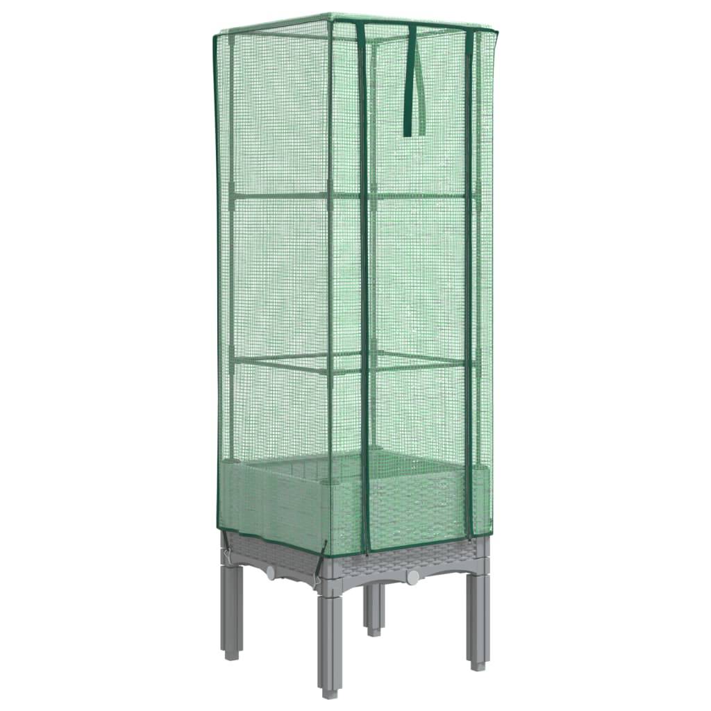 vidaXL Hochbeet mit Gewächshaus-Aufsatz Rattan-Optik 40x40x140 cm