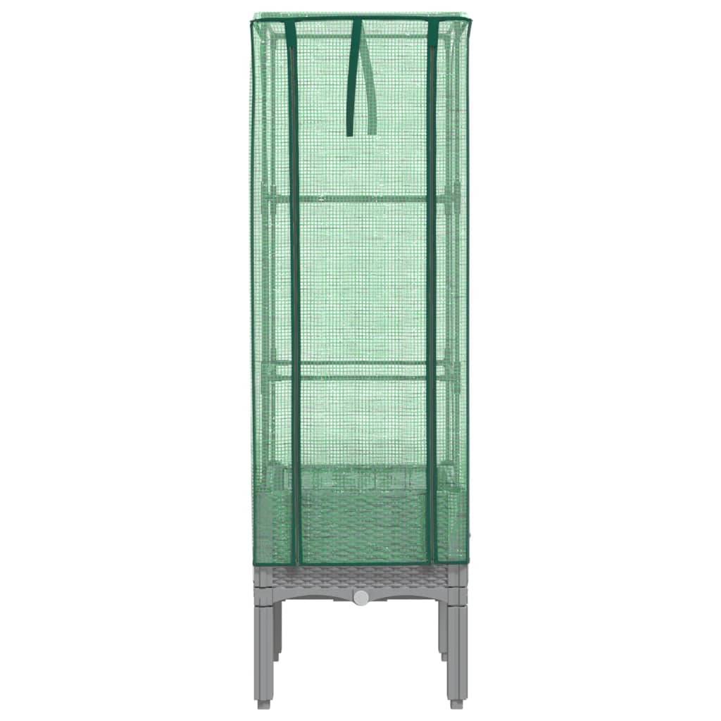 vidaXL Hochbeet mit Gewächshaus-Aufsatz Rattan-Optik 40x40x140 cm