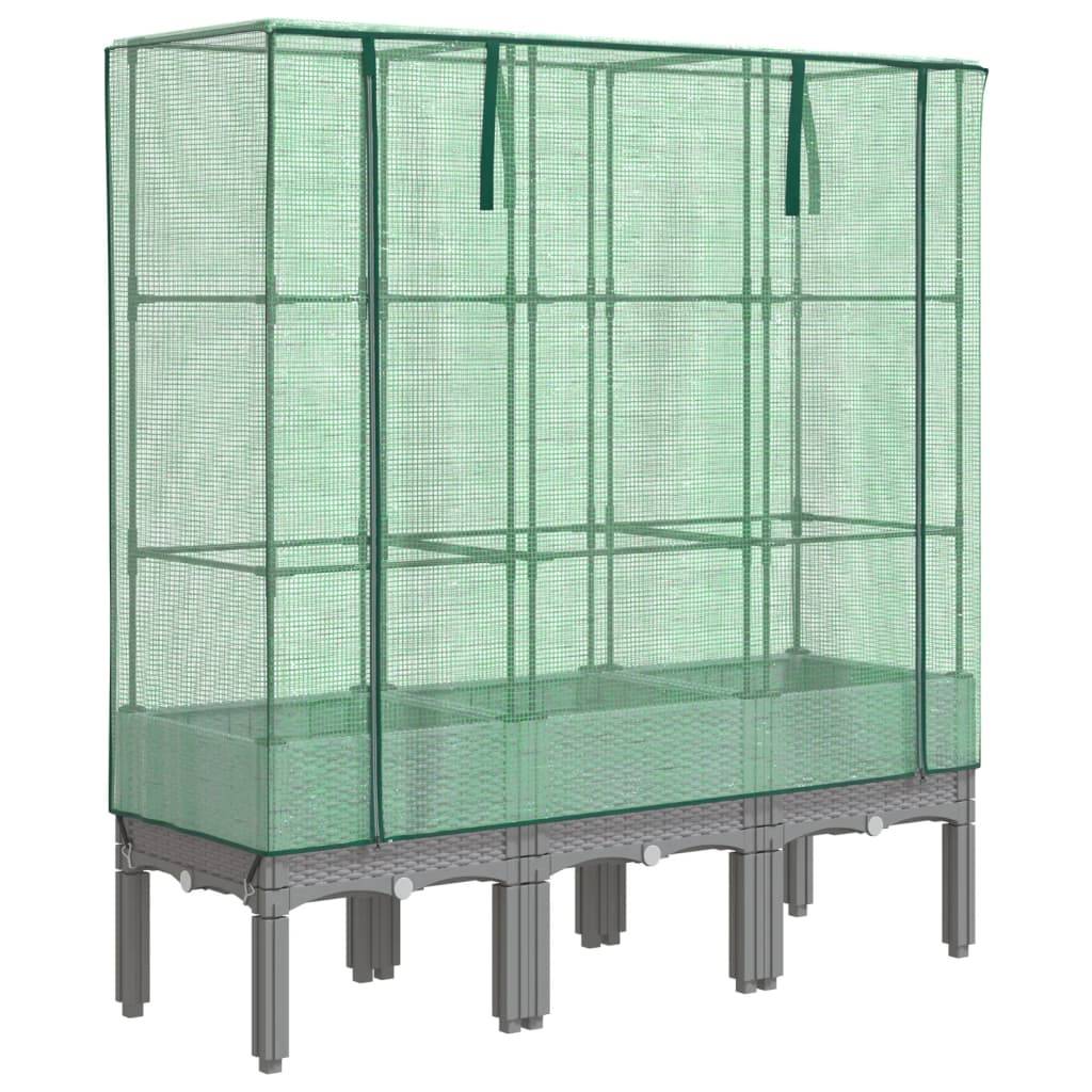 vidaXL Hochbeet mit Gewächshaus-Aufsatz Rattan-Optik 120x40x140 cm