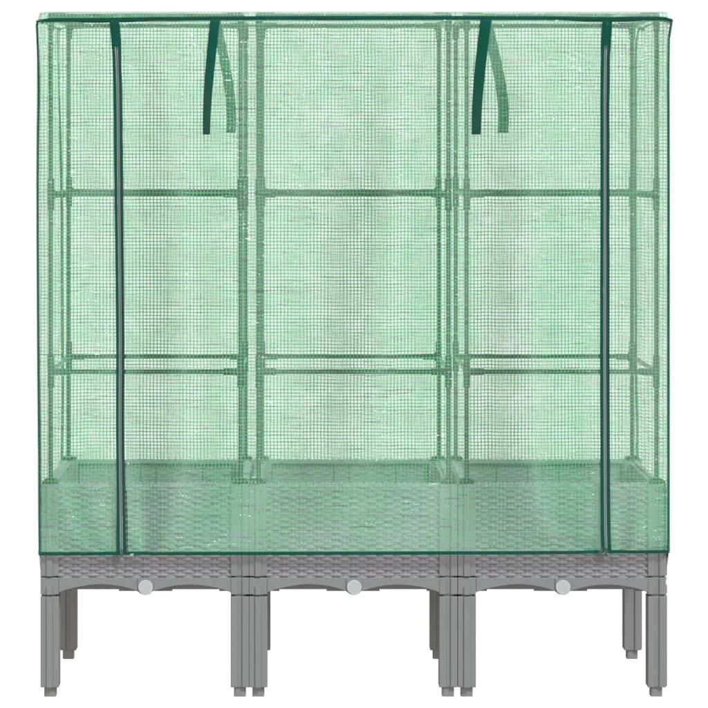 vidaXL Hochbeet mit Gewächshaus-Aufsatz Rattan-Optik 120x40x140 cm