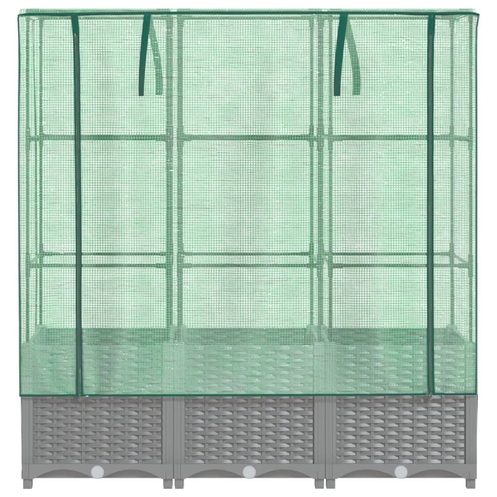 vidaXL Hochbeet mit Gewächshaus-Aufsatz Rattan-Optik 120x40x138 cm