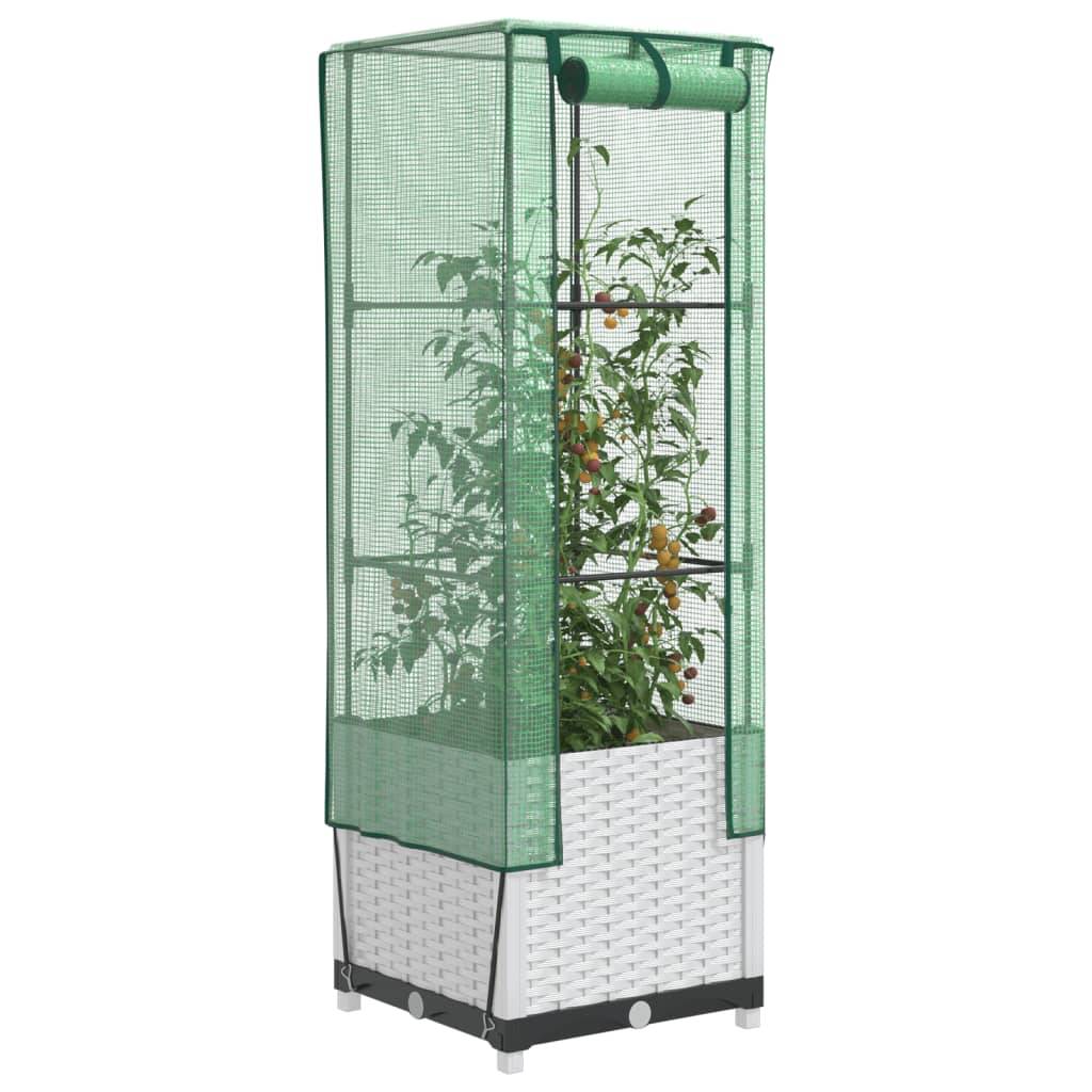vidaXL Hochbeet mit Gewächshaus-Aufsatz Rattan-Optik 40x40x139 cm