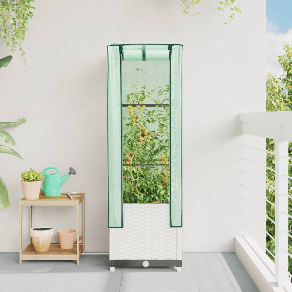 vidaXL Hochbeet mit Gewächshaus-Aufsatz Rattan-Optik 40x40x139 cm