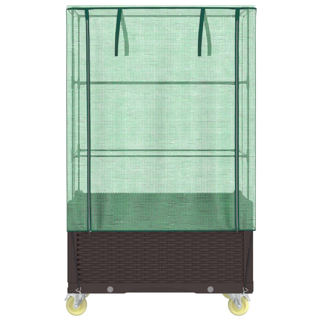 vidaXL Hochbeet mit Aufsatz und Rollen Rattan-Optik 80x50x182 cm