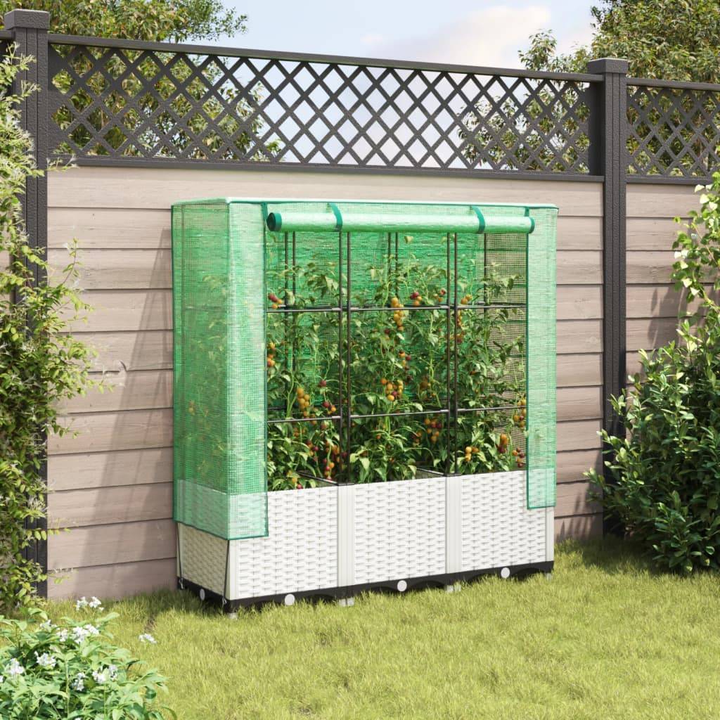 vidaXL Hochbeet mit Gewächshaus-Aufsatz Rattan-Optik 120x40x138 cm