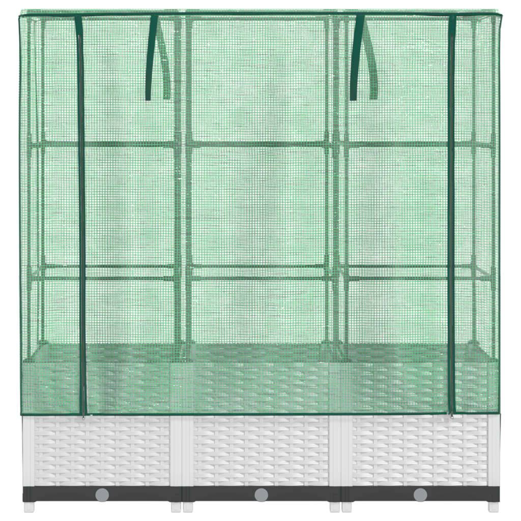 vidaXL Hochbeet mit Gewächshaus-Aufsatz Rattan-Optik 120x40x138 cm