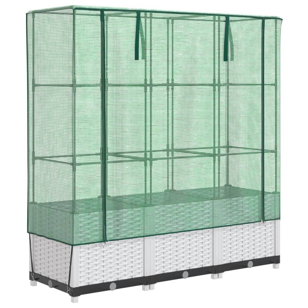 vidaXL Hochbeet mit Gewächshaus-Aufsatz Rattan-Optik 120x40x138 cm