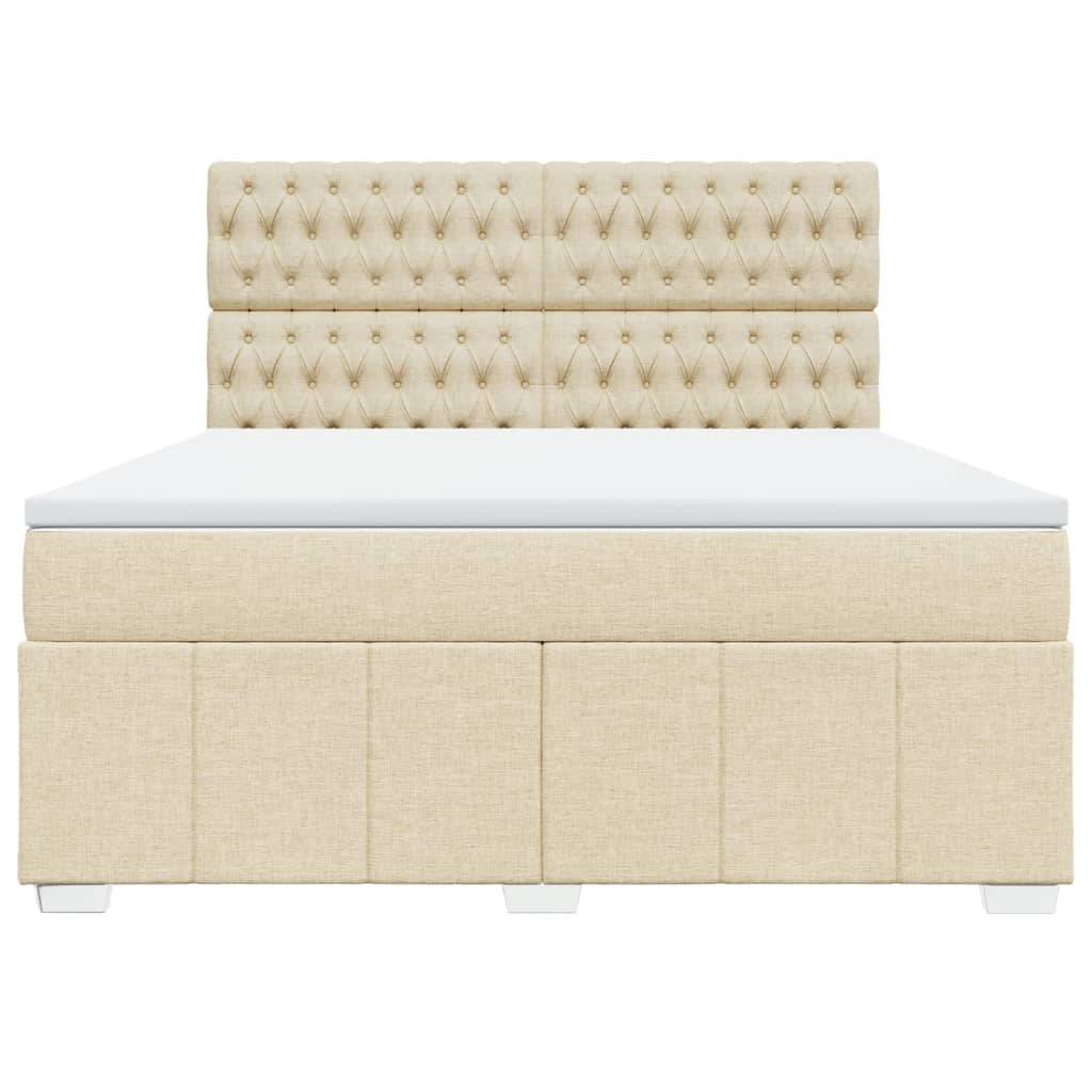 vidaXL Boxspringbett mit Matratze Creme 180x200 cm Stoff