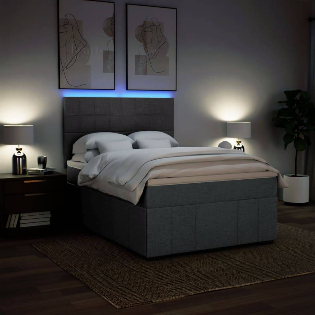 vidaXL Boxspringbett mit Matratze Dunkelgrau 160x200 cm Stoff