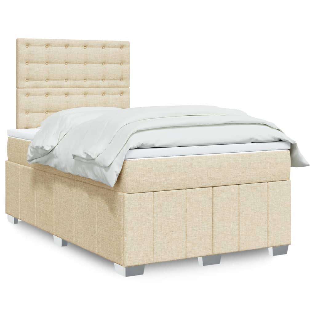vidaXL Boxspringbett mit Matratze Creme 120x200 cm Stoff