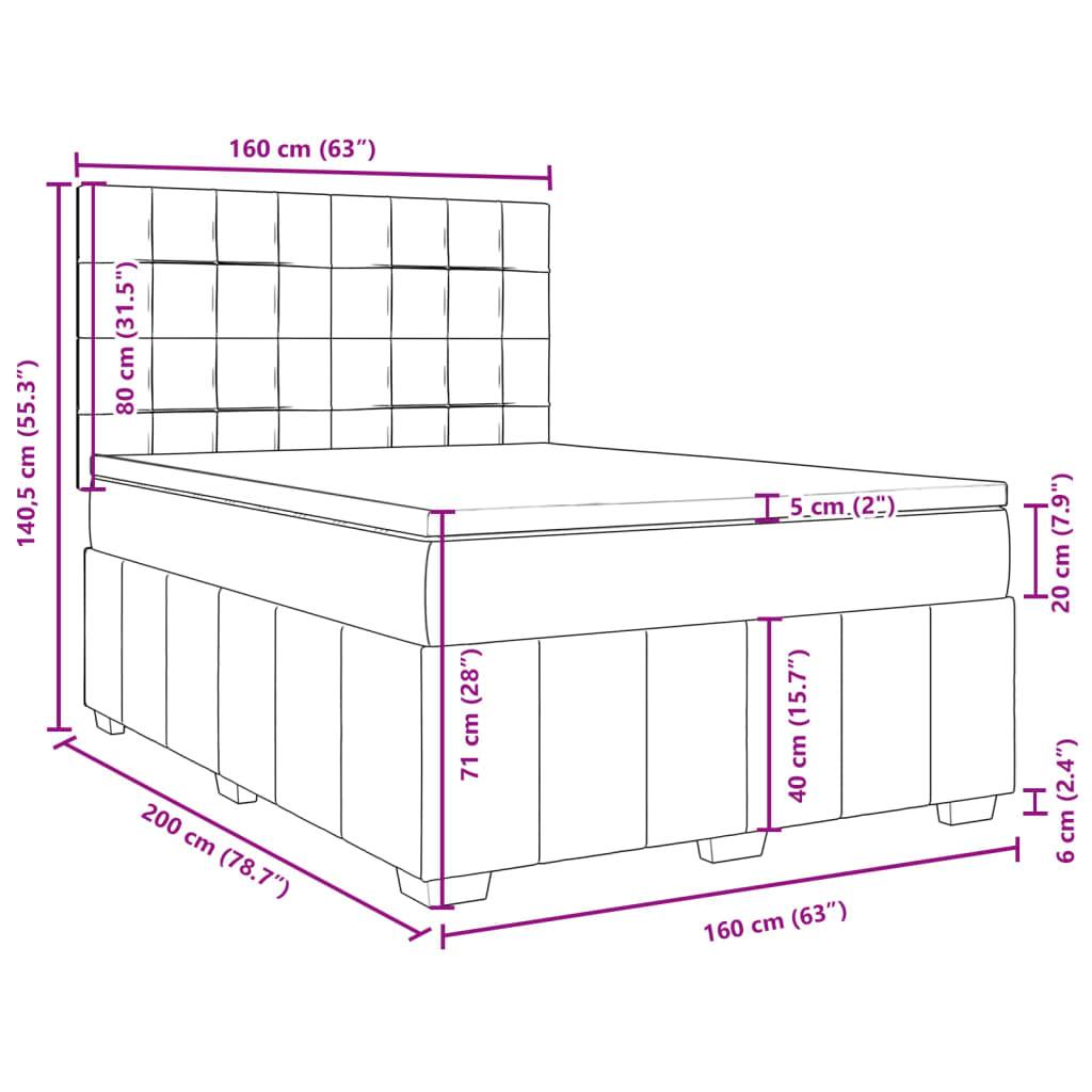 vidaXL Boxspringbett mit Matratze Dunkelbraun 160x200 cm Stoff
