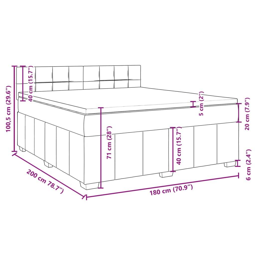 vidaXL Boxspringbett mit Matratze Dunkelbraun 180x200 cm Stoff
