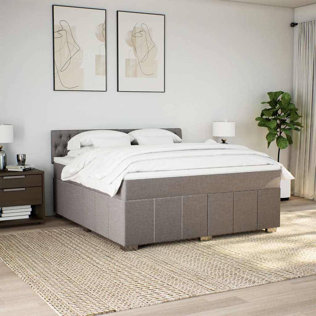vidaXL Boxspringbett mit Matratze Taupe 180x200 cm Stoff