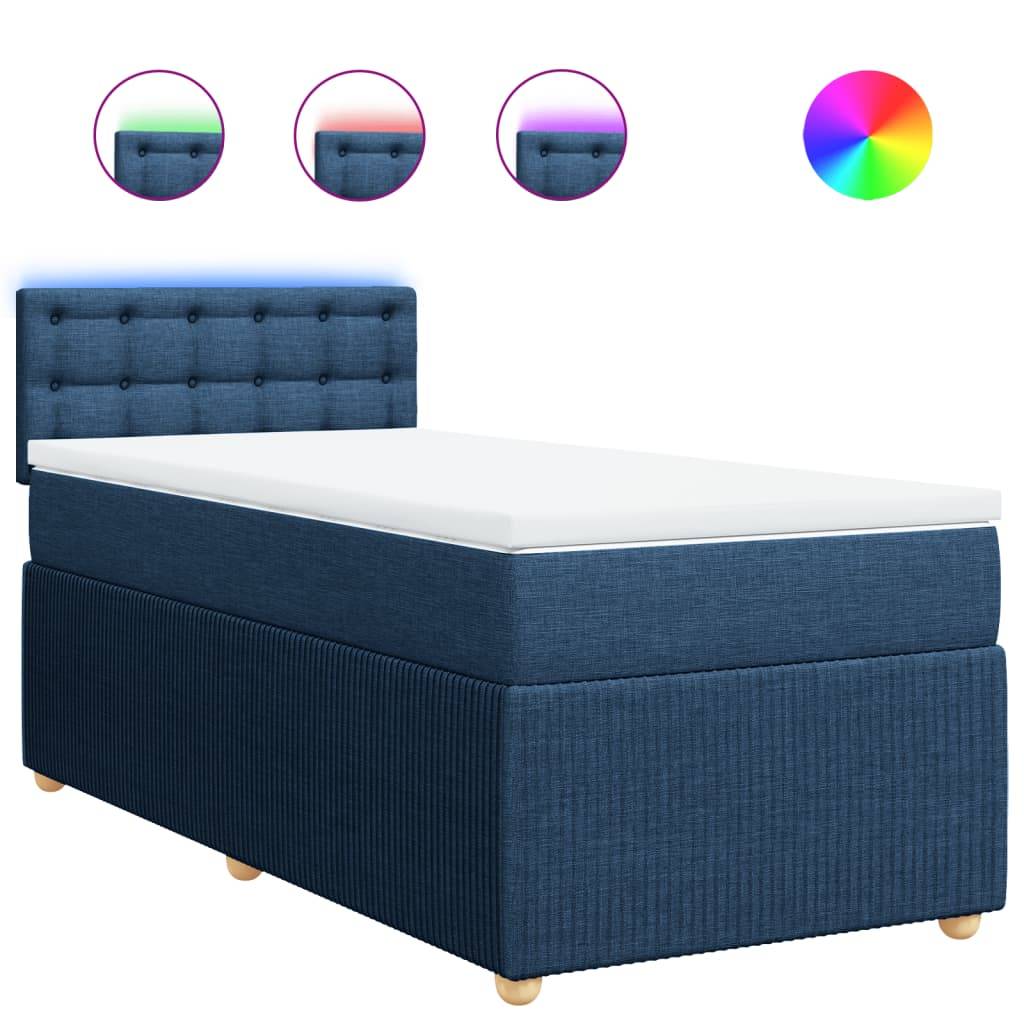 vidaXL Boxspringbett mit Matratze Blau 100x200 cm Stoff