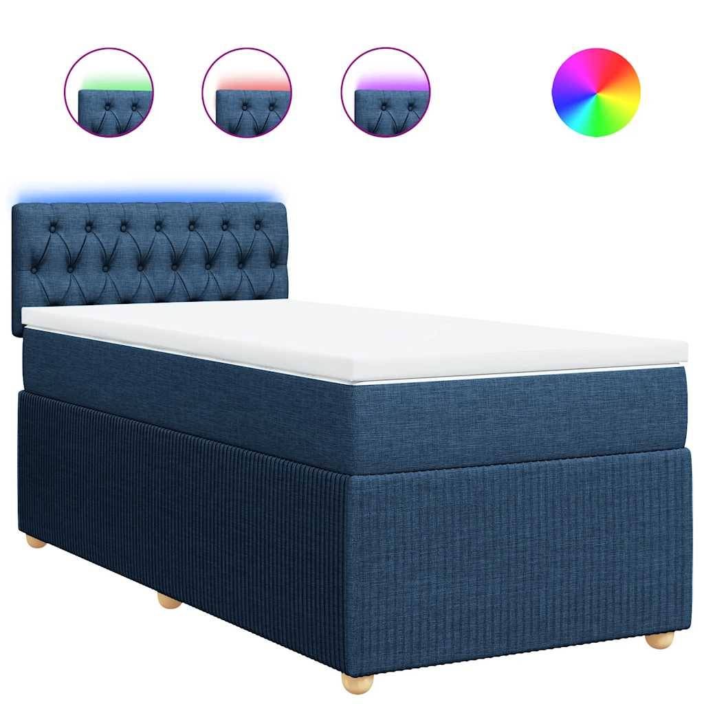 vidaXL Boxspringbett mit Matratze Blau 100x200 cm Stoff
