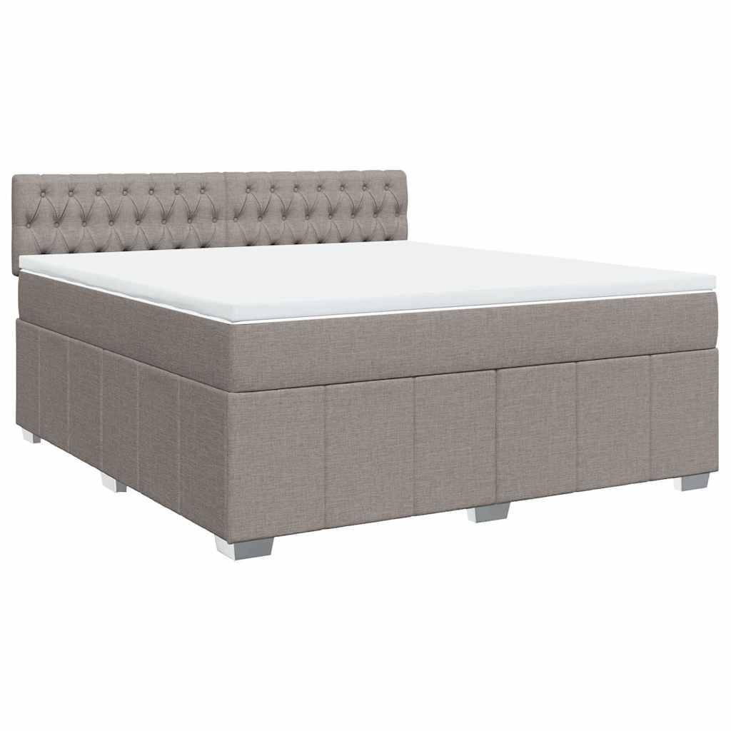 vidaXL Boxspringbett mit Matratze Taupe 180x200 cm Stoff