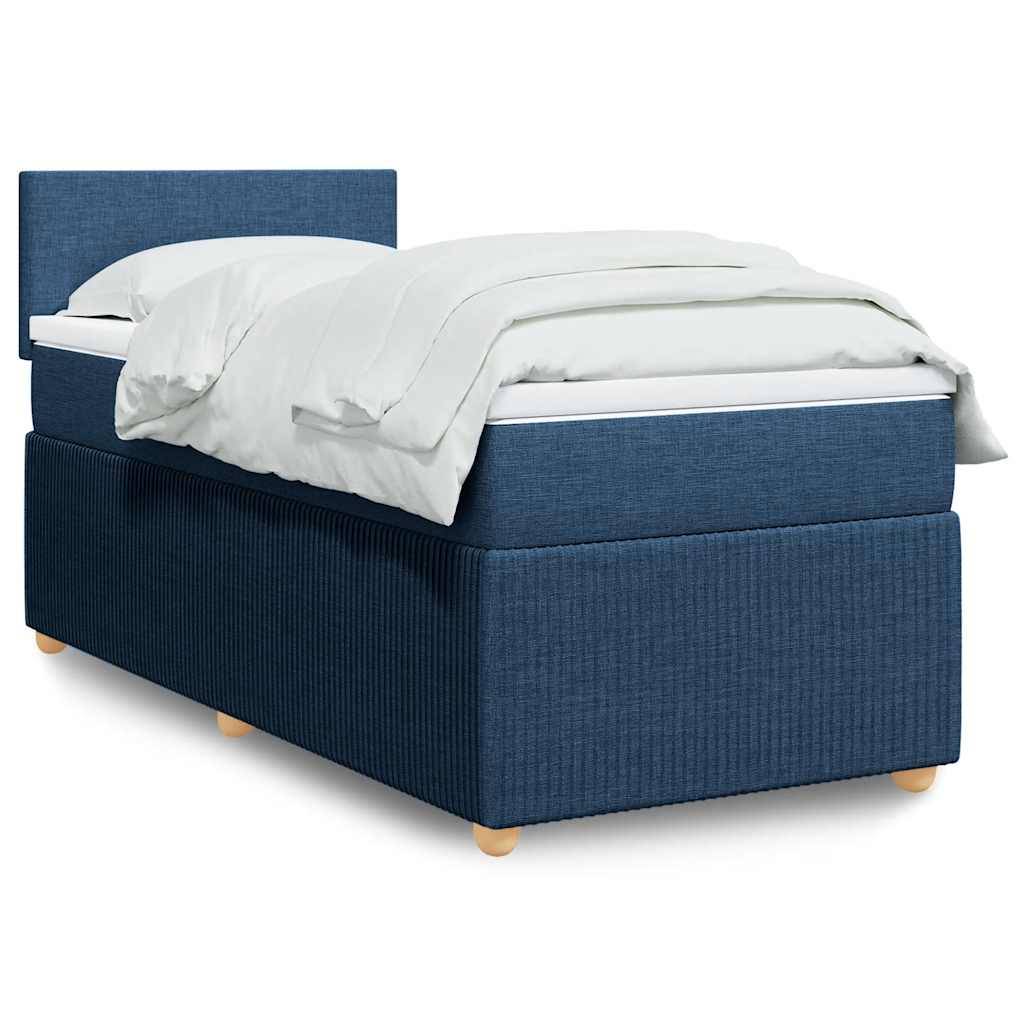 vidaXL Boxspringbett mit Matratze Blau 90x200 cm Stoff