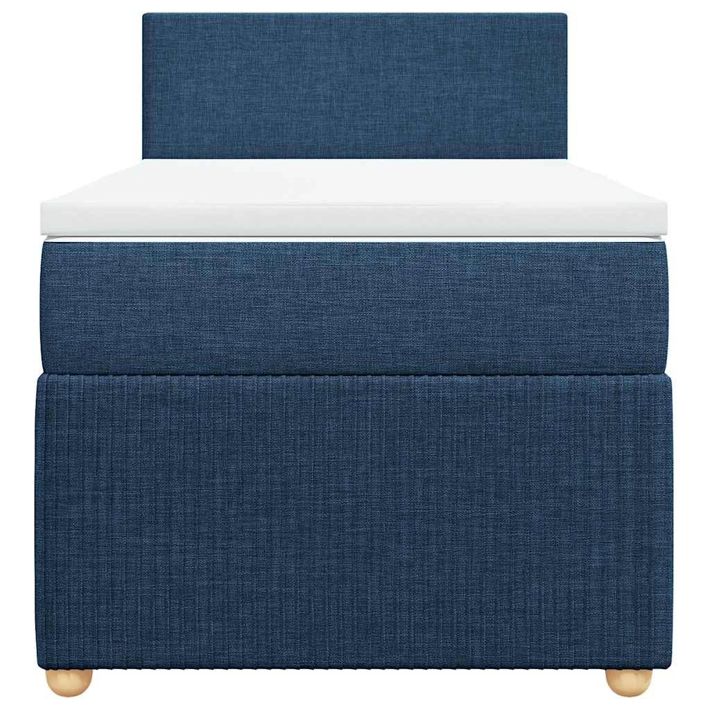 vidaXL Boxspringbett mit Matratze Blau 90x200 cm Stoff