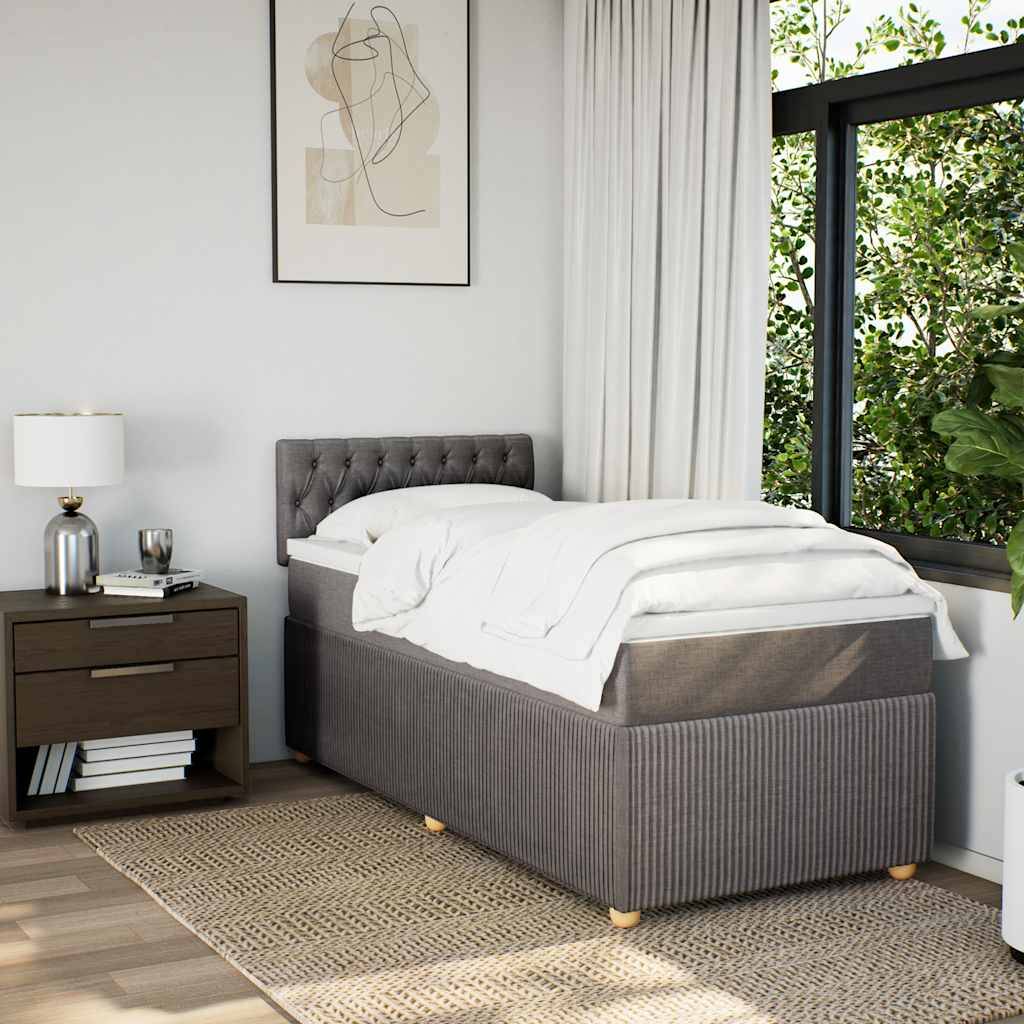 vidaXL Boxspringbett mit Matratze Taupe 100x200 cm Stoff