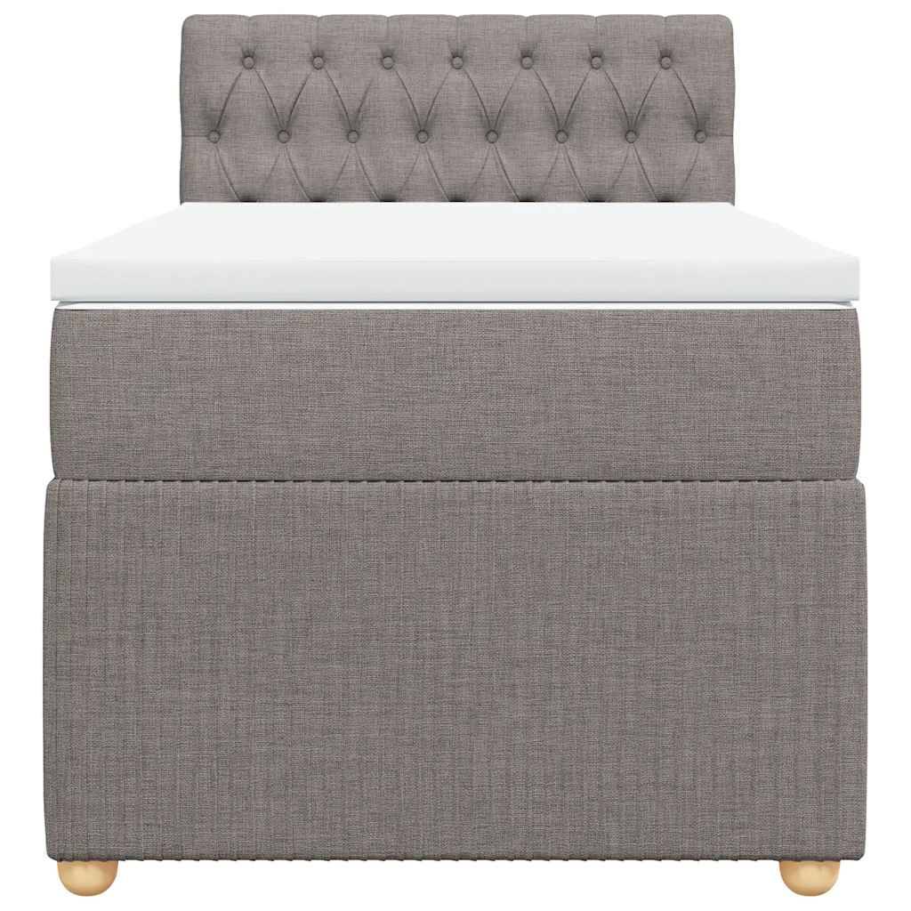 vidaXL Boxspringbett mit Matratze Taupe 100x200 cm Stoff