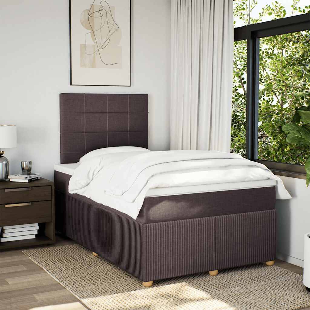 vidaXL Boxspringbett mit Matratze Dunkelbraun 120x190 cm Stoff