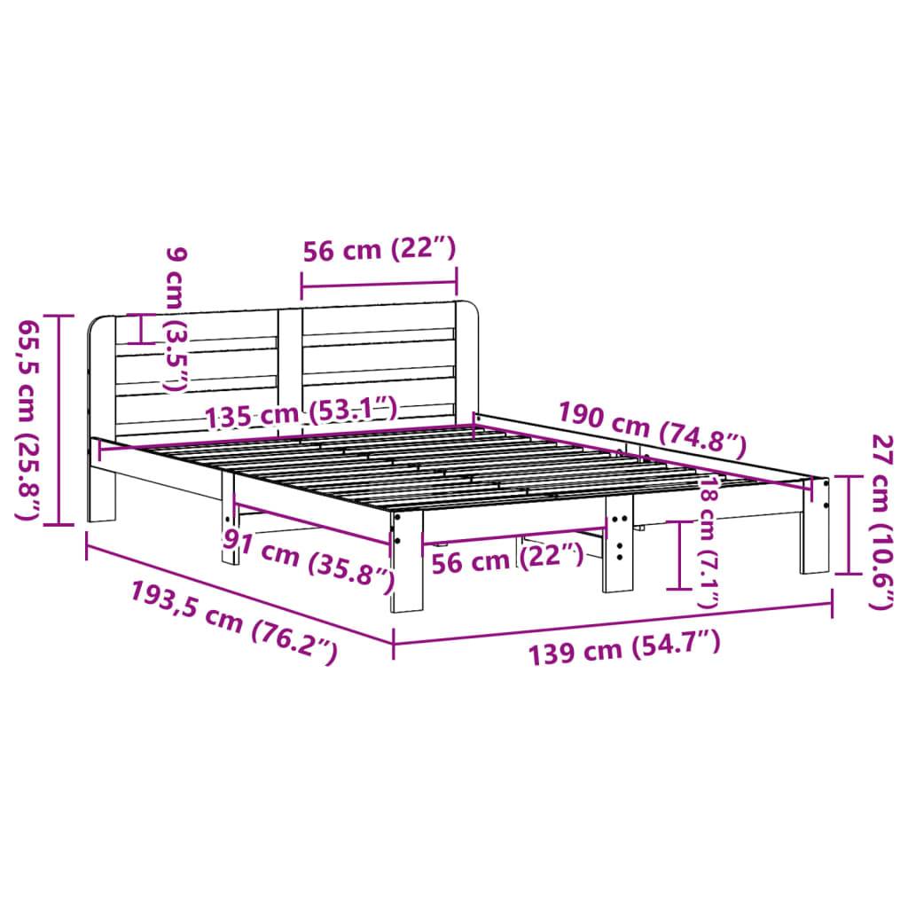 vidaXL Massivholzbett ohne Matratze 135x190 cm Kiefernholz