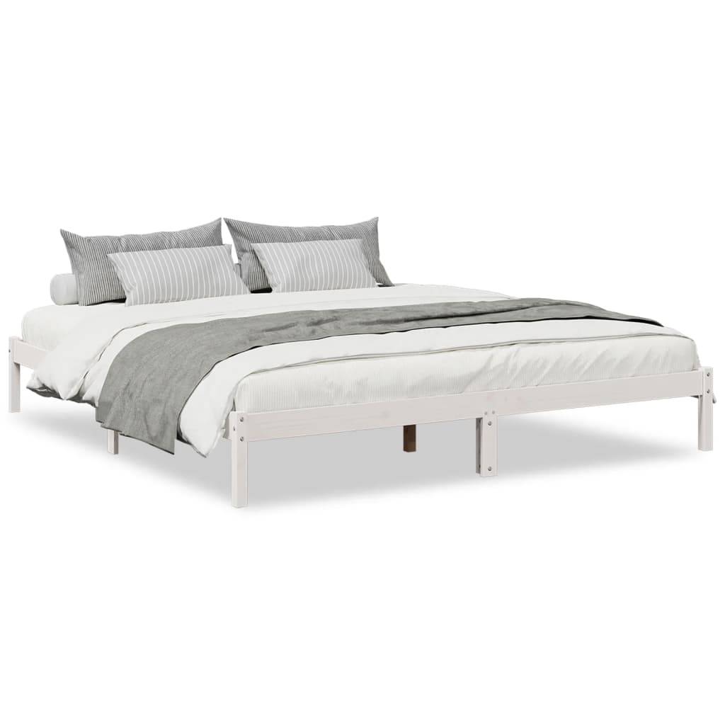 vidaXL Massivholzbett Extra Lang ohne Matratze Weiß 180x210 Kieferholz