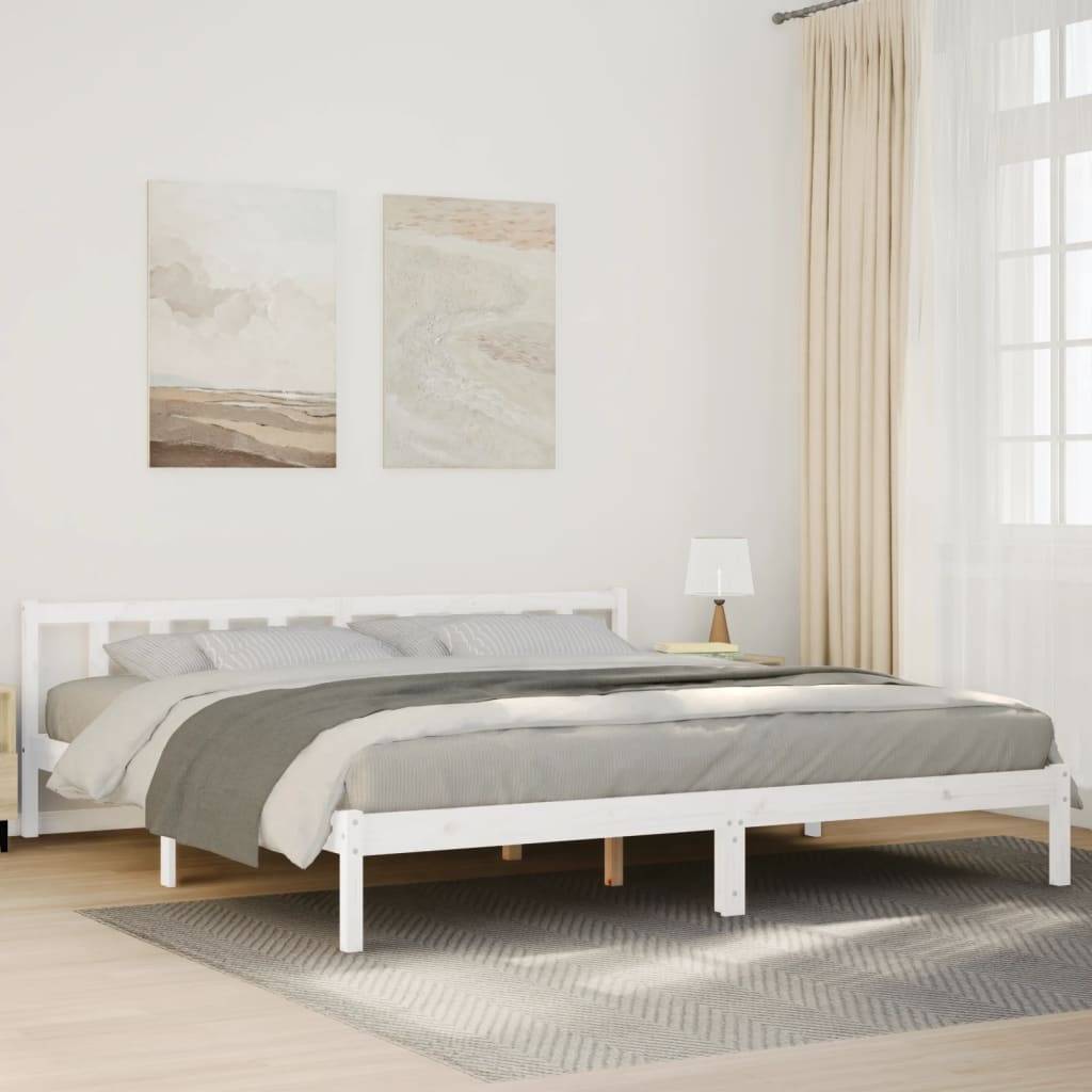 vidaXL Massivholzbett Extra Lang ohne Matratze Weiß 180x220 Kieferholz
