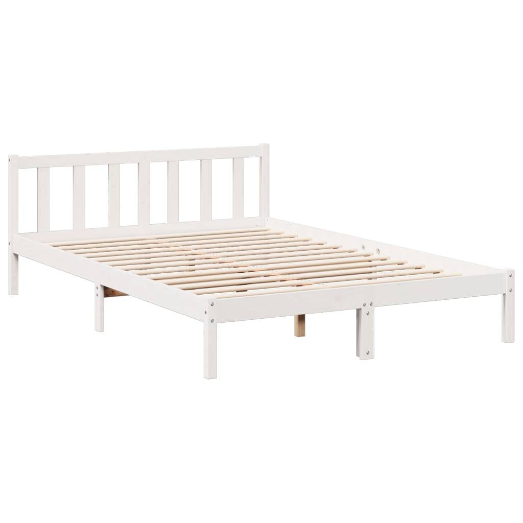 vidaXL Massivholzbett Extra Lang ohne Matratze Weiß 160x220 Kieferholz