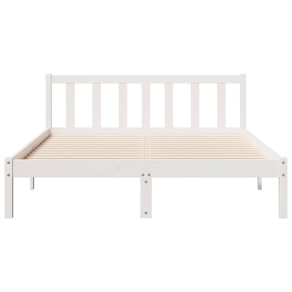 vidaXL Massivholzbett Extra Lang ohne Matratze Weiß 160x220 Kieferholz