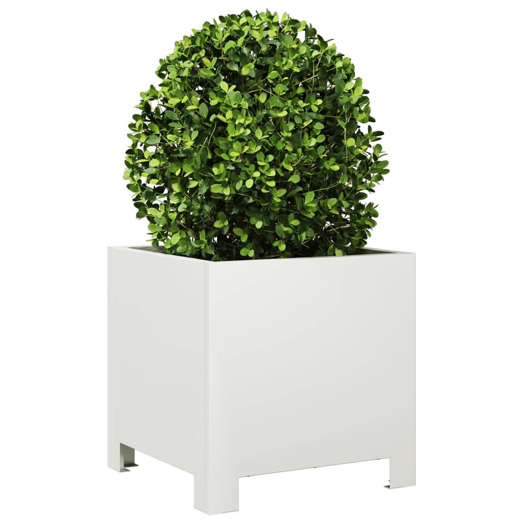 vidaXL Pflanzkübel 2 Stk. Weiß 30x30x30 Stahl