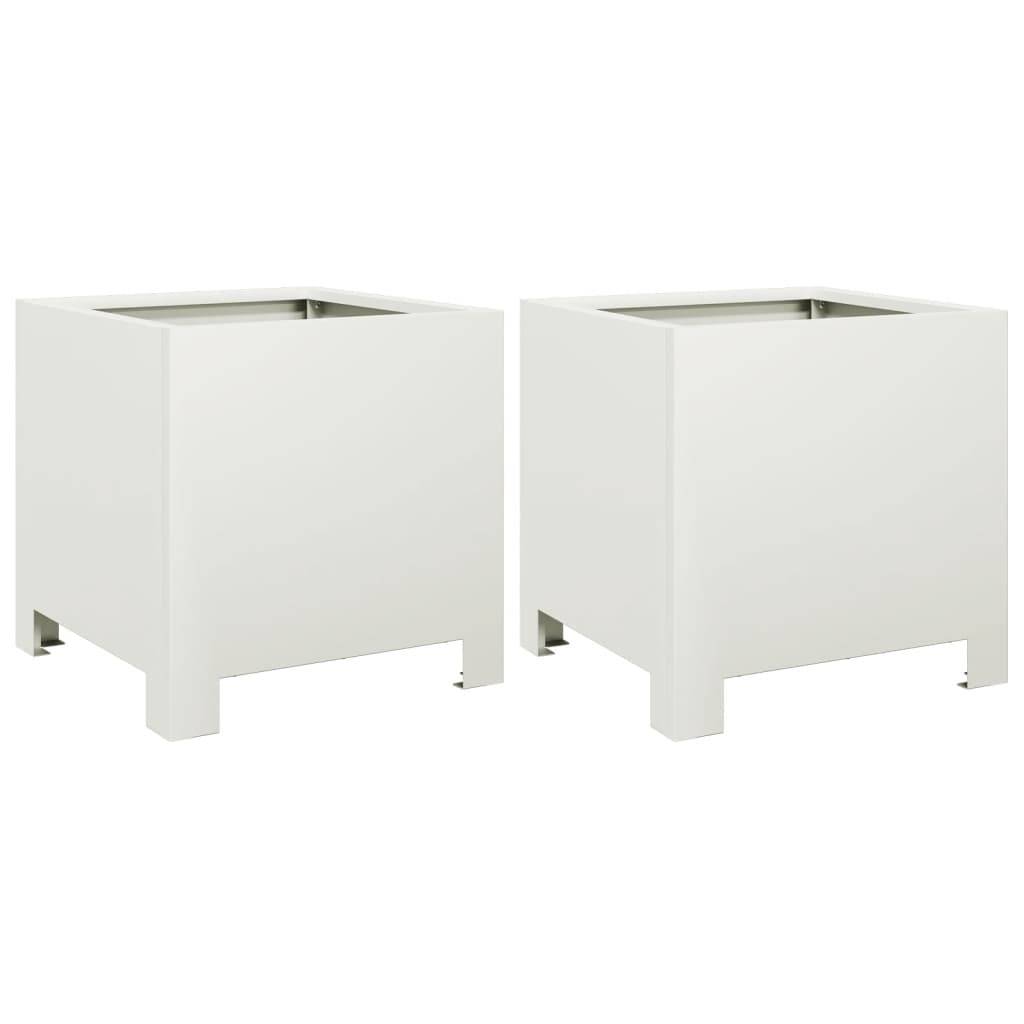 vidaXL Pflanzkübel 2 Stk. Weiß 30x30x30 Stahl