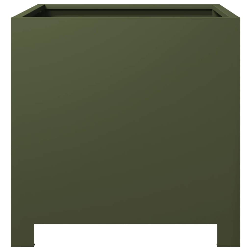 vidaXL Pflanzkübel Olivgrün 40x40x40 Stahl