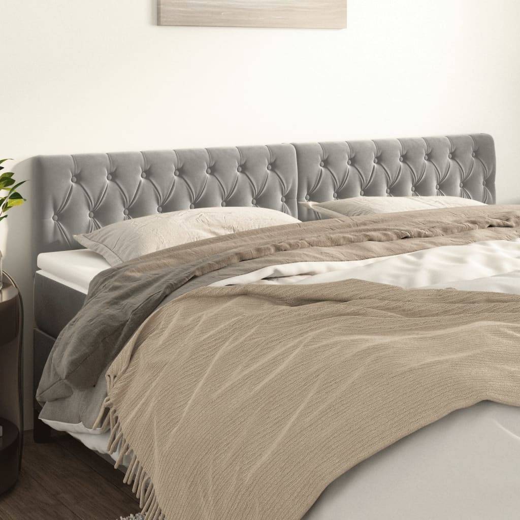 vidaXL Kopfteile 2 Stk. Hellgrau 100x7x78/88 cm Samt